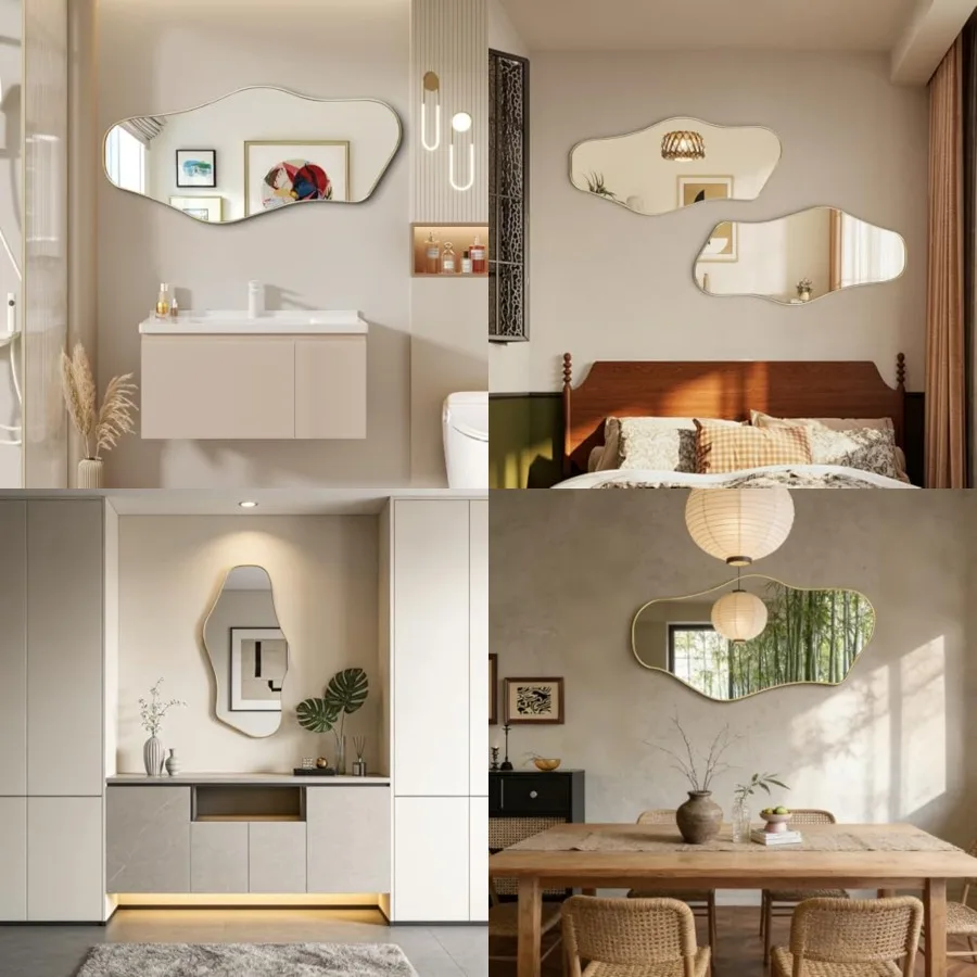 Irregular Mirror, 40"x18" Asymmetrical Wall Mirror with Metal Frame, Modern Organic Mirrors for Living Room Bathroom Bedroom Ha
Irregular Mirror, 40"x18" Asymmetrical Wall Mirror with Metal Frame, Modern Organic Mirrors for Living Room Bathroom Bedroom Ha