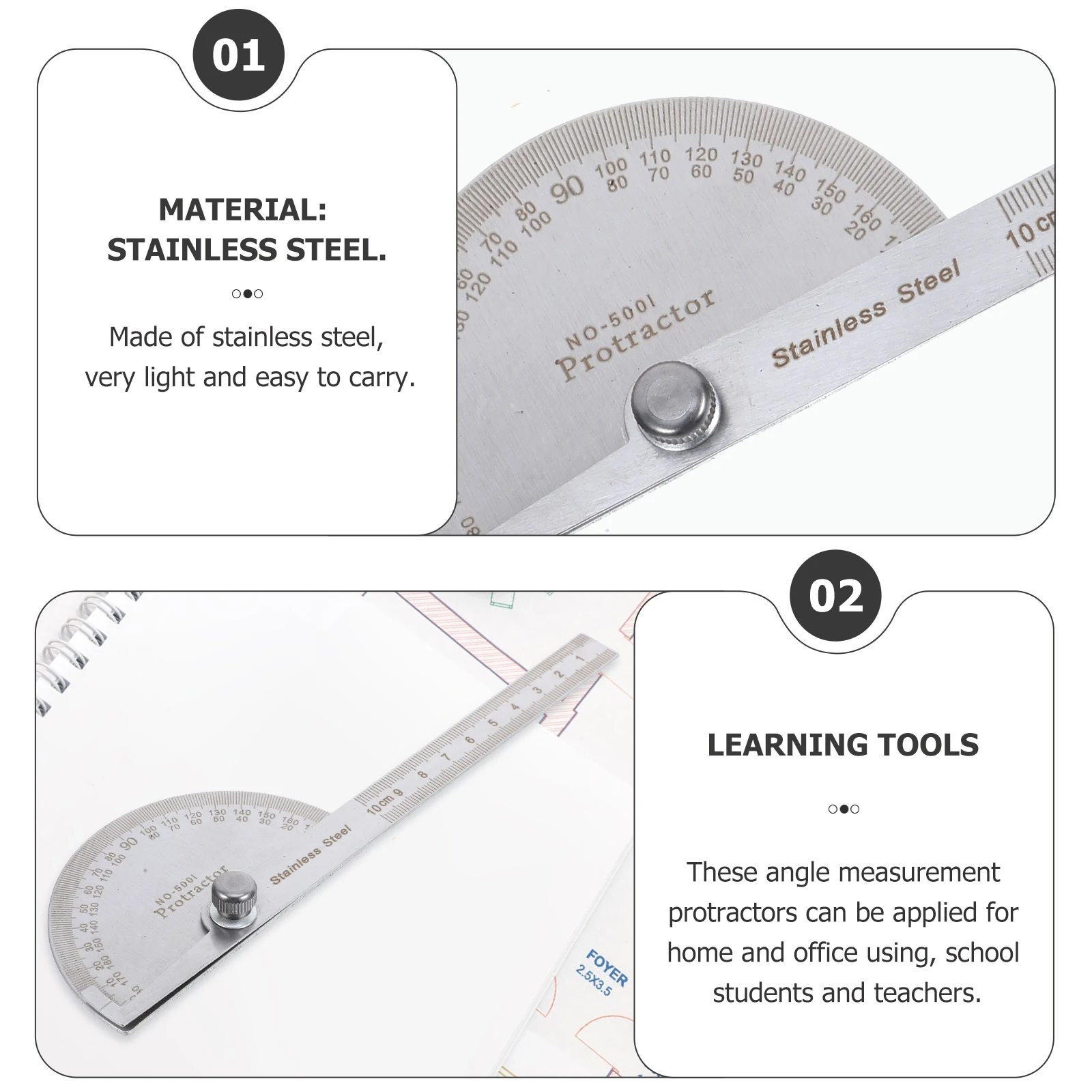 Stainless Steel Protractor Angle Large Ruler Measuring Tool Smooth Surface Math Problems Technical Drawing
Stainless Steel Protractor Angle Large Ruler Measuring Tool Smooth Surface Math Problems Technical Drawing