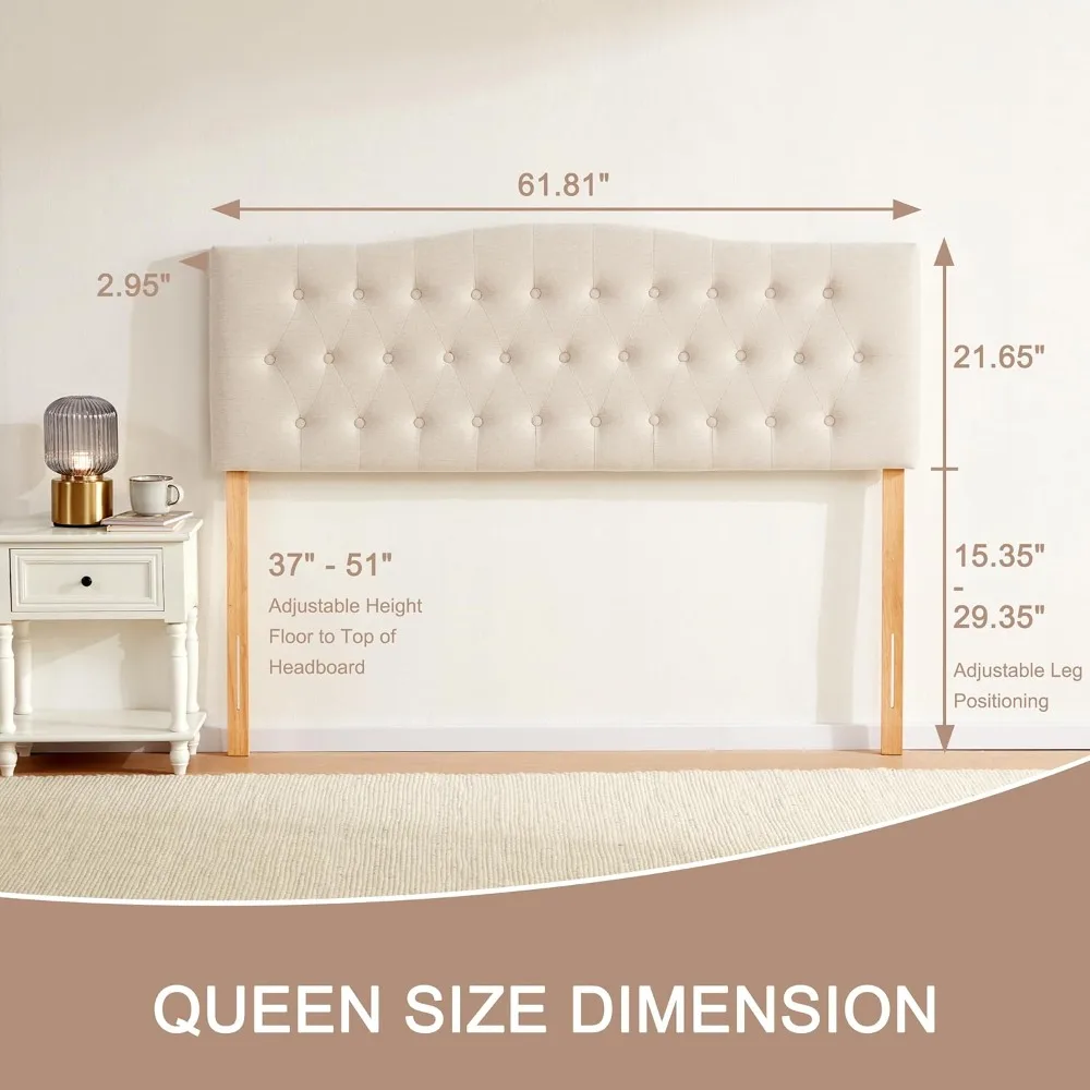 US Shipping Queen Size Tufted Upholstered Headboard Solid Wood Fabric Adjustable Height 37 to 51 Inches Modern Button Diamond
US Shipping Queen Size Tufted Upholstered Headboard Solid Wood Fabric Adjustable Height 37 to 51 Inches Modern Button Diamond