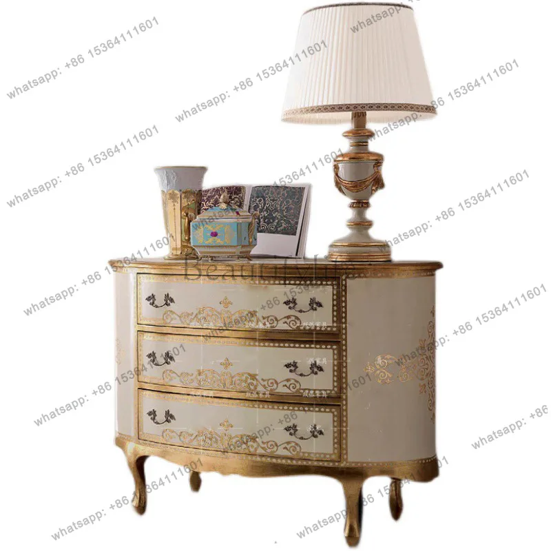 European birch carved hand-painted chest cabinet French villa new fashion storage cabinet
European birch carved hand-painted chest cabinet French villa new fashion storage cabinet