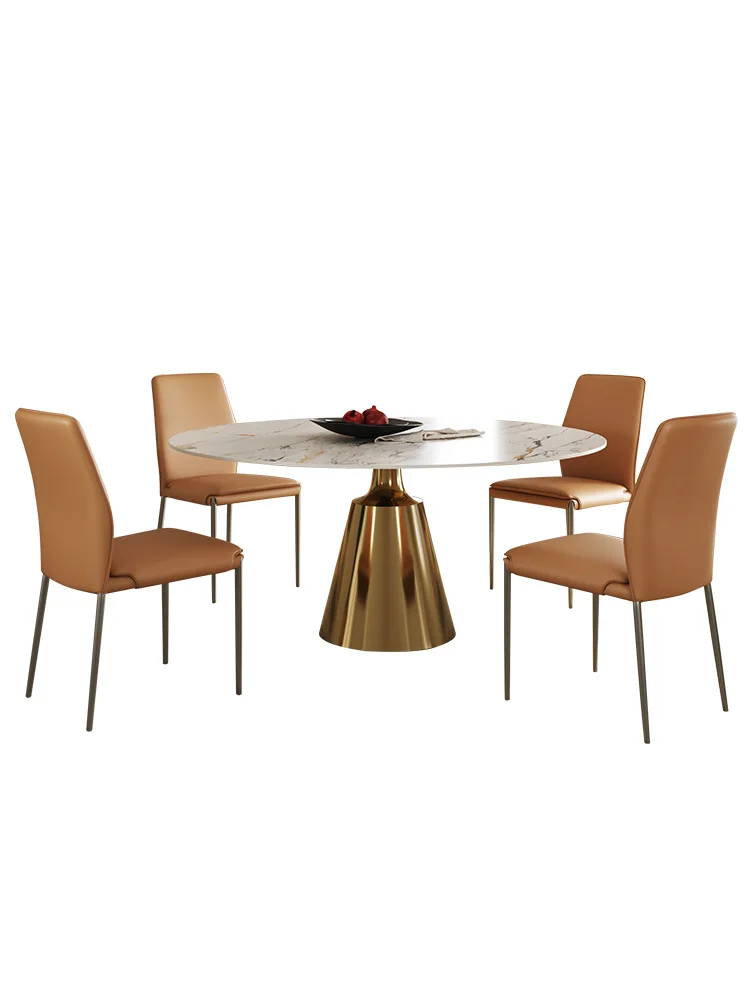 Rock slab dining table round with turntable light luxury modern round table dining table and chair combination
Rock slab dining table round with turntable light luxury modern round table dining table and chair combination