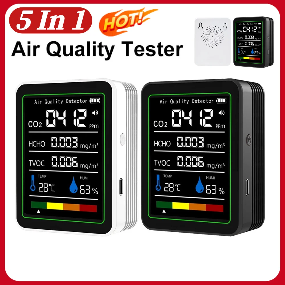 Детектор углекислого газа 5 в 1, цифровой дисплей, монитор температуры и влажности, перезаряжаемый через USB, для обнаружения качества воздуха
Детектор углекислого газа 5 в 1, цифровой дисплей, монитор температуры и влажности, перезаряжаемый через USB, для обнаружения качества воздуха