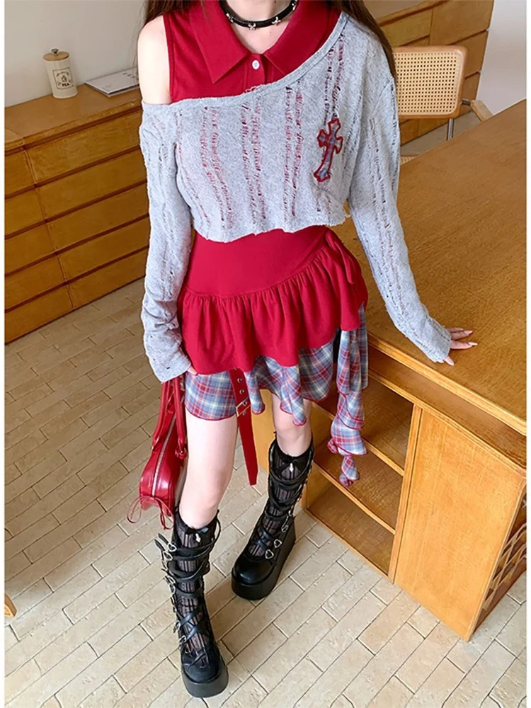 Sexy Harajuku Red Irregular Plaid Patchwork Bow Ruffle Off-Shoulder 2Pcs Set Mini-Skirt Women Girls Clubwear Spring Summer Wear
Sexy Harajuku Red Irregular Plaid Patchwork Bow Ruffle Off-Shoulder 2Pcs Set Mini-Skirt Women Girls Clubwear Spring Summer Wear