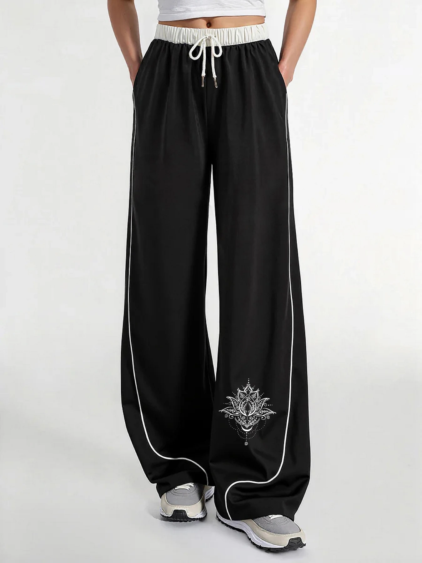 Artistic Retro Style Mandala Lotus Line Pattern Printed Straight Wide-Leg Casual Sweatpants, Relaxed and Comfortable, Mysterious Healing Gentle Style, Drawstring Elastic Waist Wide-Leg Pants, Casual Pants for Spring and Autumn, School and Commuting Women'
Artistic Retro Style Mandala Lotus Line Pattern Printed Straight Wide-Leg Casual Sweatpants, Relaxed and Comfortable, Mysterious Healing Gentle Style, Drawstring Elastic Waist Wide-Leg Pants, Casual Pants for Spring and Autumn, School and Commuting Women'