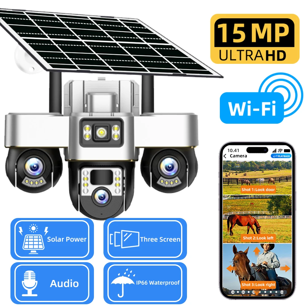 V380 Pro WIFI IP Camera With Solar Panel Three Lens Outdoor Battery Home Surveillance Security Protection CCTV Video Cameras
V380 Pro WIFI IP Camera With Solar Panel Three Lens Outdoor Battery Home Surveillance Security Protection CCTV Video Cameras