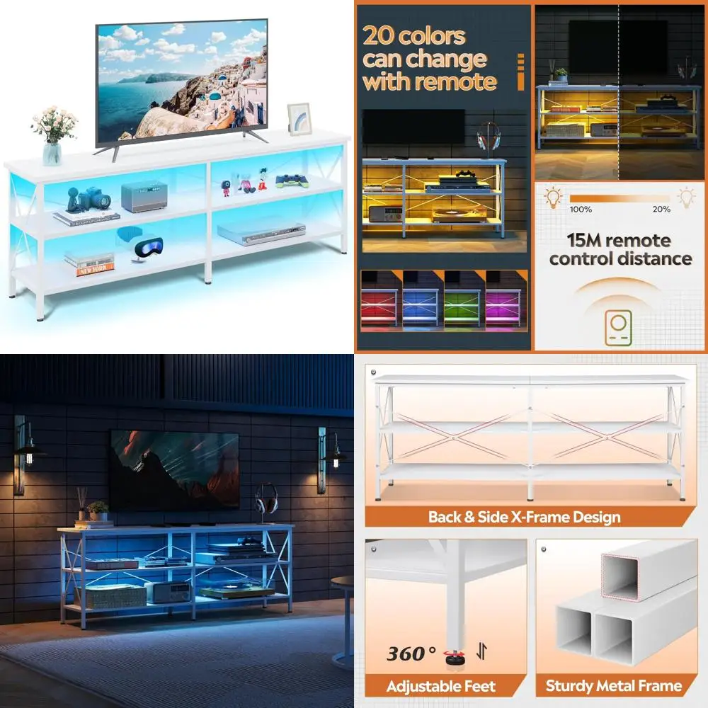 70 Inch TV Entertainment Center with LED, 63 Media Console for Living Room, 3-Tier Storage Shelves TV Stand
70 Inch TV Entertainment Center with LED, 63 Media Console for Living Room, 3-Tier Storage Shelves TV Stand