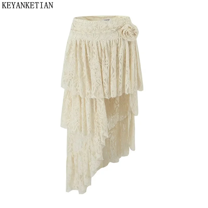 KEYANKETIAN 2024 New Launch Women's Asymmetrical Tiered Decoration Lace Skirt Elegant Stylish Side Zipper Slim Ankle MIDI Skirt
KEYANKETIAN 2024 New Launch Women's Asymmetrical Tiered Decoration Lace Skirt Elegant Stylish Side Zipper Slim Ankle MIDI Skirt