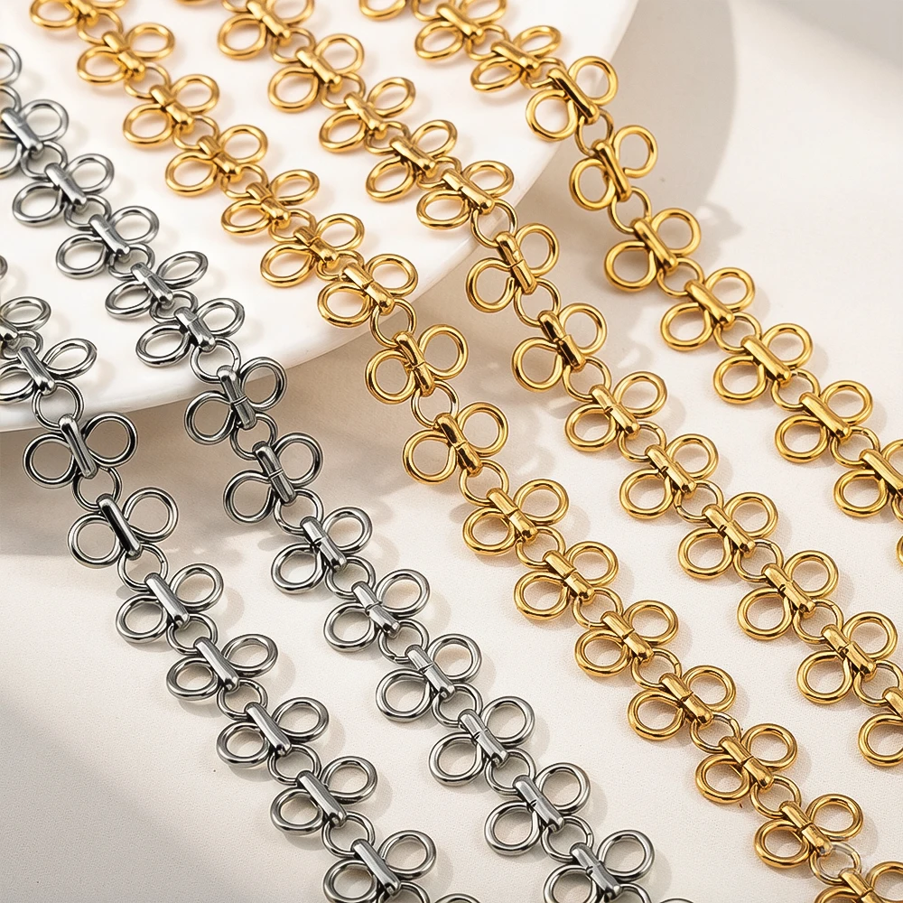 0.5/1M Stainless Steel Flowers Bow Knot Rhombus Chains for DIY Handmade Jewelry Making Bracelet Necklace Clothing Accessories
0.5/1M Stainless Steel Flowers Bow Knot Rhombus Chains for DIY Handmade Jewelry Making Bracelet Necklace Clothing Accessories
