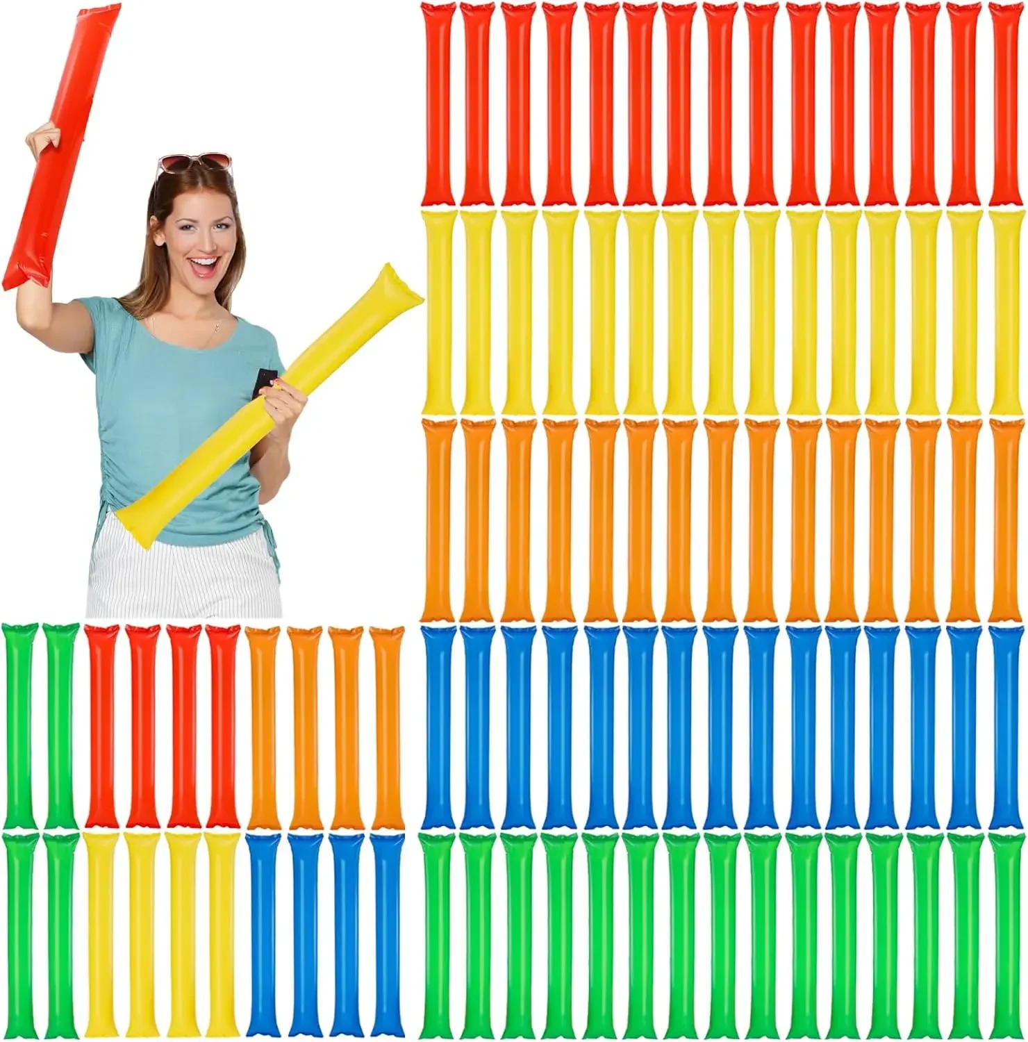 60Pcs Thunder Sticks Team Spirit Boom Sticks Cheering Stick Plastic Cheerleading Clapper Inflatable Noise Makers for Sport Party
60Pcs Thunder Sticks Team Spirit Boom Sticks Cheering Stick Plastic Cheerleading Clapper Inflatable Noise Makers for Sport Party