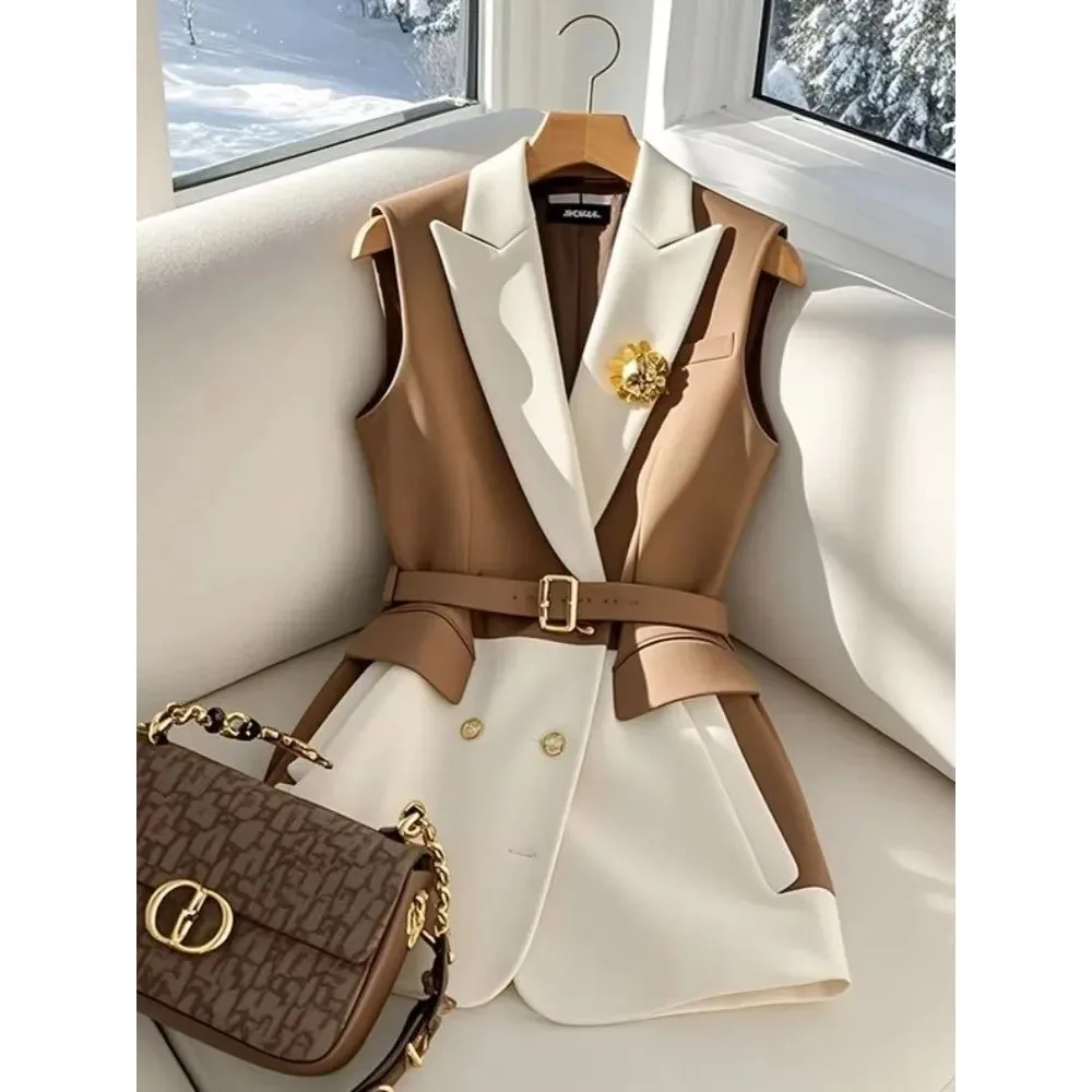 Spring Summer Color Block Coffee Sleeveless Jacket Vest Blaz Festive Costume Accessory Lightweight Comfortable Fabric
Spring Summer Color Block Coffee Sleeveless Jacket Vest Blaz Festive Costume Accessory Lightweight Comfortable Fabric