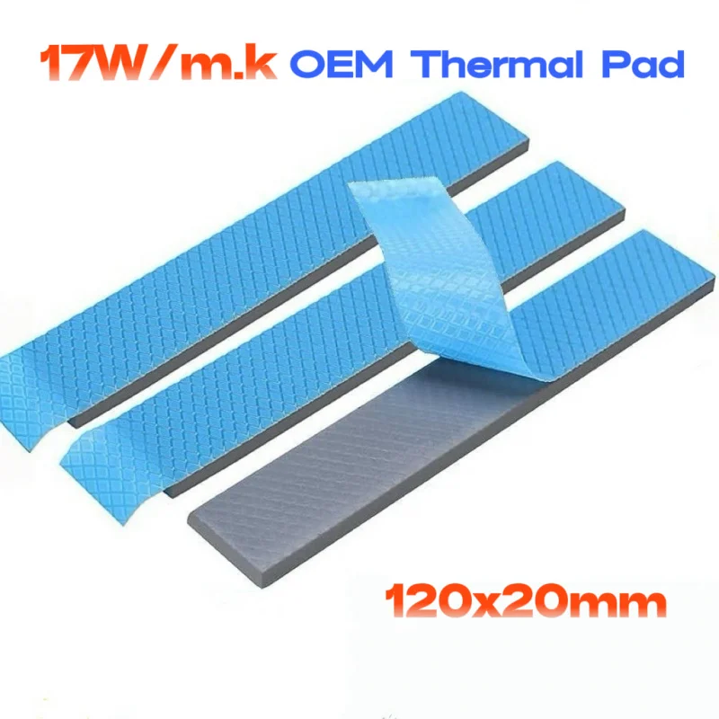 17W/MK OEM Thermal Pad 0.75/1.25/1.75MM 120*20 GPU CPU Heatsink Cooling Conductive Silicone Pad High Quality Original Authentic
17W/MK OEM Thermal Pad 0.75/1.25/1.75MM 120*20 GPU CPU Heatsink Cooling Conductive Silicone Pad High Quality Original Authentic