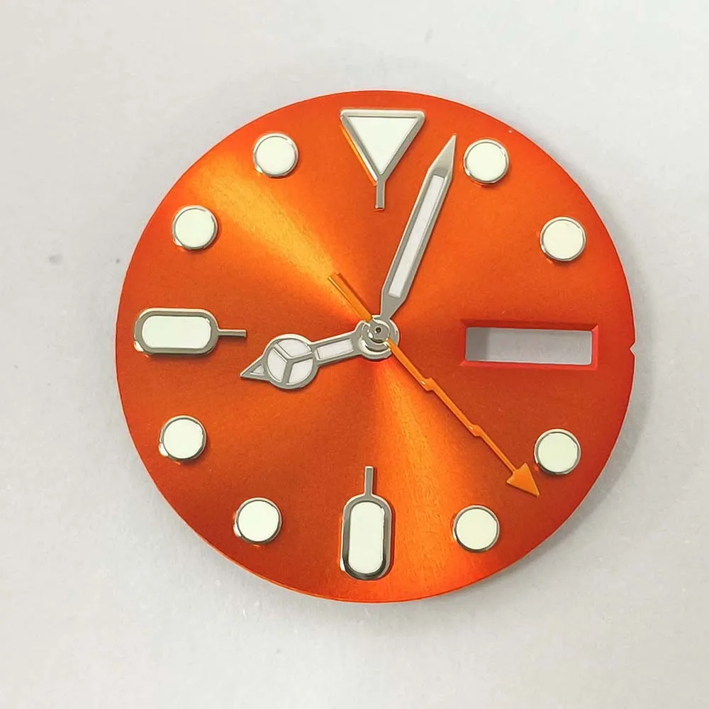 28.5mm Sunray-Pattern/ Matte Day-Date Dial + Watch Hands Green Luminous Watch Face Colorful Second for NH36 Movement Parts
28.5mm Sunray-Pattern/ Matte Day-Date Dial + Watch Hands Green Luminous Watch Face Colorful Second for NH36 Movement Parts