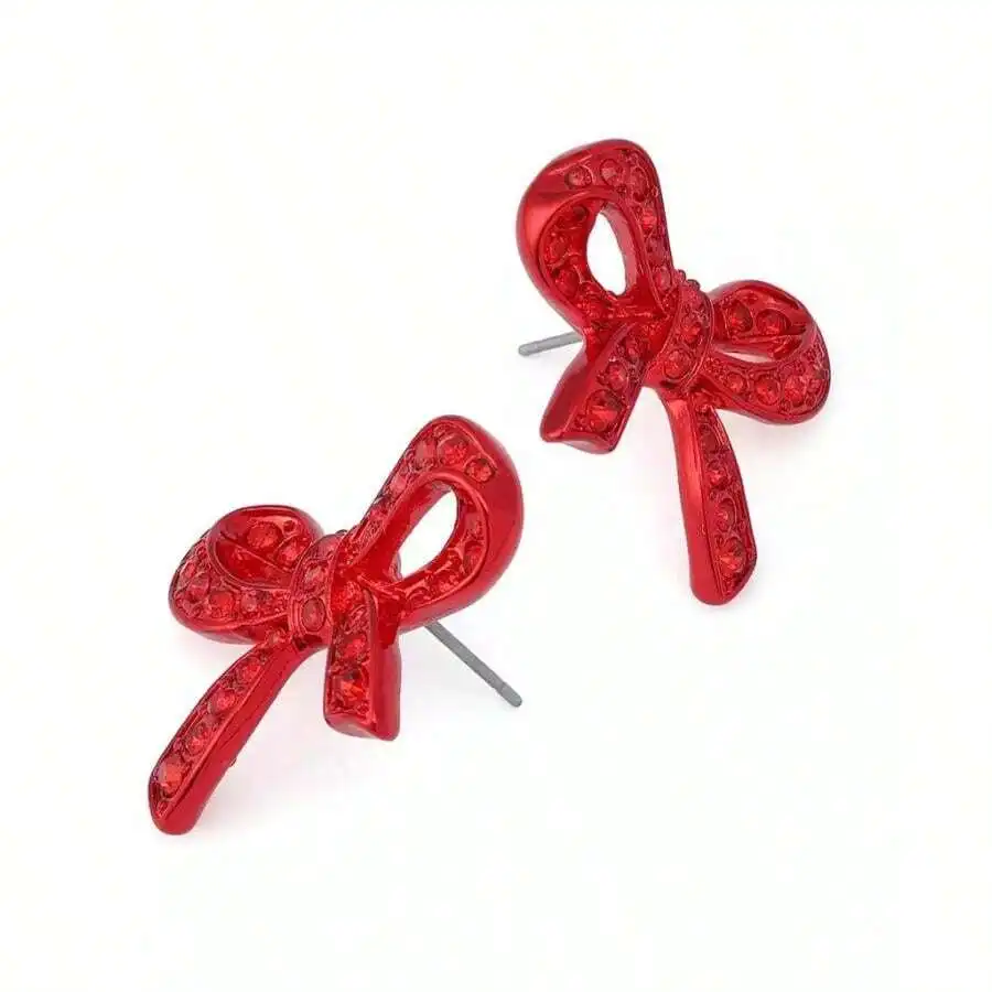 Red Bow Stud Earrings With Pavé Crystal Accents Hypoallergenic Surgical Steel Post
Red Bow Stud Earrings With Pavé Crystal Accents Hypoallergenic Surgical Steel Post