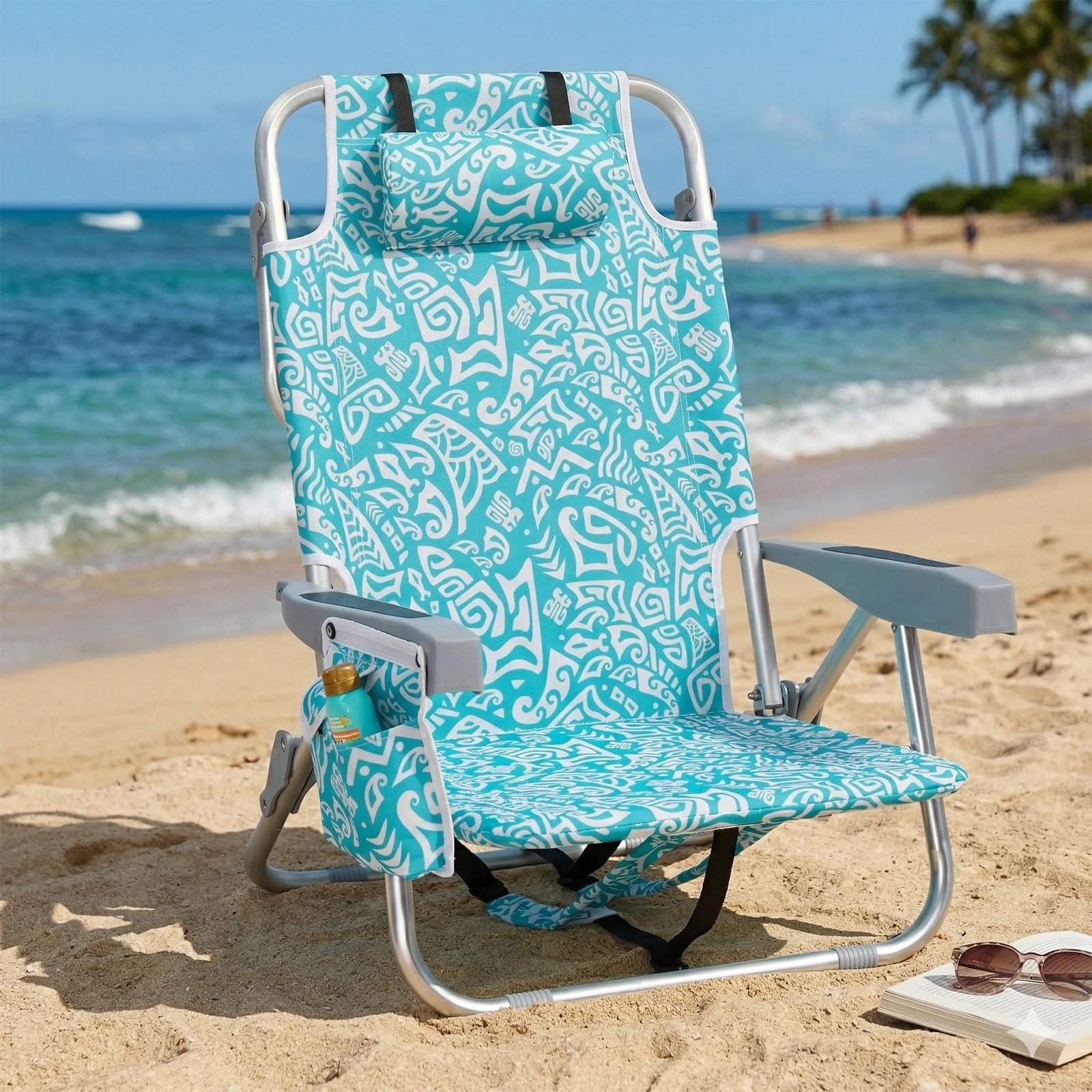 1pc cyan tribal pattern aluminum beach chair with crossbar and five-level adjustment
1pc cyan tribal pattern aluminum beach chair with crossbar and five-level adjustment