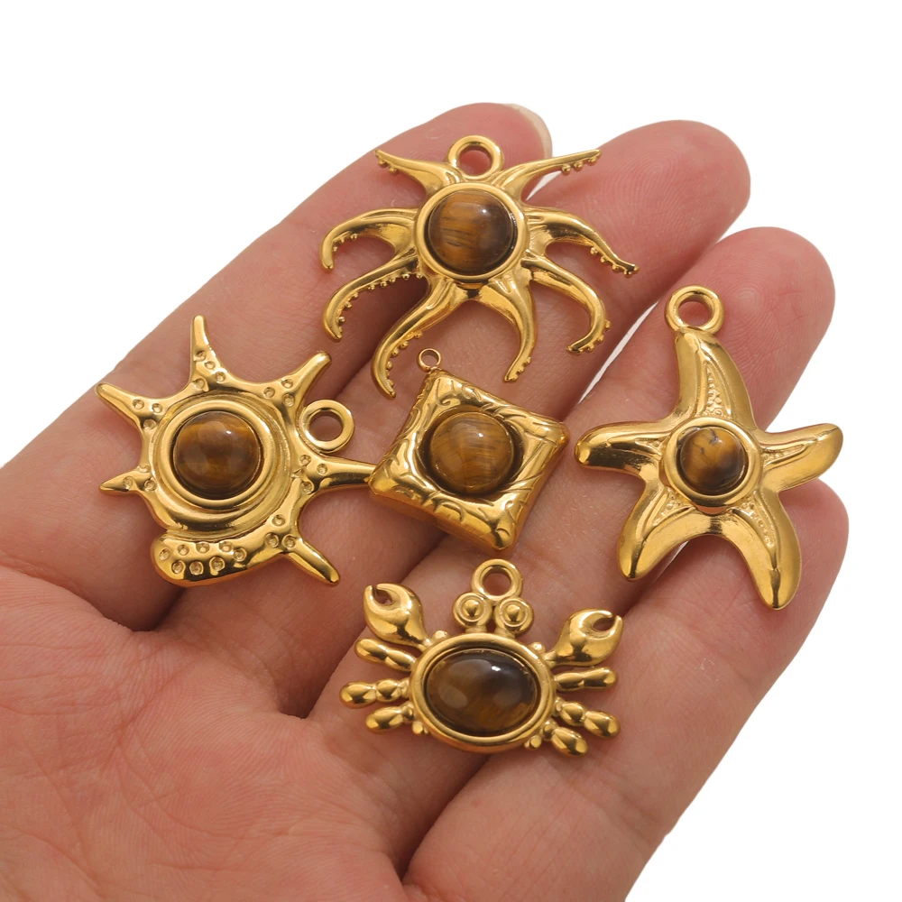 4pcs Stainless Steel Starfish Crab Charms Natural Tiger Eye Stone DIY Necklace Bracelet Jewelry Making Supplies Wholesale Bulk
4pcs Stainless Steel Starfish Crab Charms Natural Tiger Eye Stone DIY Necklace Bracelet Jewelry Making Supplies Wholesale Bulk