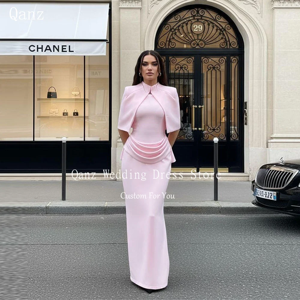 Qanz Elegant Pink Satin Evening Dresses Mermaid With Jacket Formal Dresses Woman O Neck 2 Pieces Robes De Soirée Customized
Qanz Elegant Pink Satin Evening Dresses Mermaid With Jacket Formal Dresses Woman O Neck 2 Pieces Robes De Soirée Customized