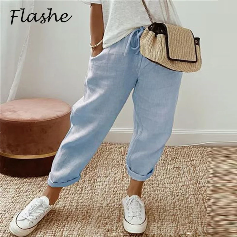 Summer Casual Pants Women High Waist Pocket Solid Casual Drawstring Long Trousers For Women Fashion Loose Pants
Summer Casual Pants Women High Waist Pocket Solid Casual Drawstring Long Trousers For Women Fashion Loose Pants