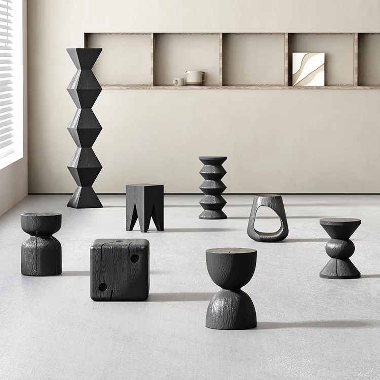 Wabi Sand wind carbonized black wooden pier chair B & B living room ornament tea room pier creative edge few designer low stool
Wabi Sand wind carbonized black wooden pier chair B & B living room ornament tea room pier creative edge few designer low stool