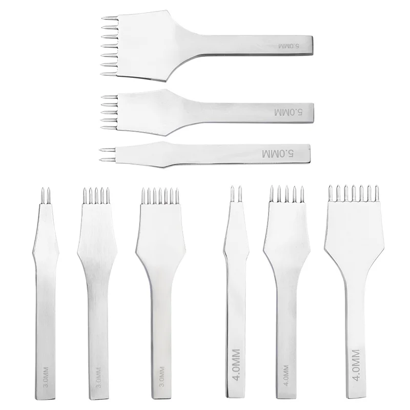 LMDZ 3/4/5mm 2+5+7 Prongs Leather Hole Punch Round Hand Stitching Punch Leather Craft Tools Set Carving Work Spacing Punch Tool
LMDZ 3/4/5mm 2+5+7 Prongs Leather Hole Punch Round Hand Stitching Punch Leather Craft Tools Set Carving Work Spacing Punch Tool