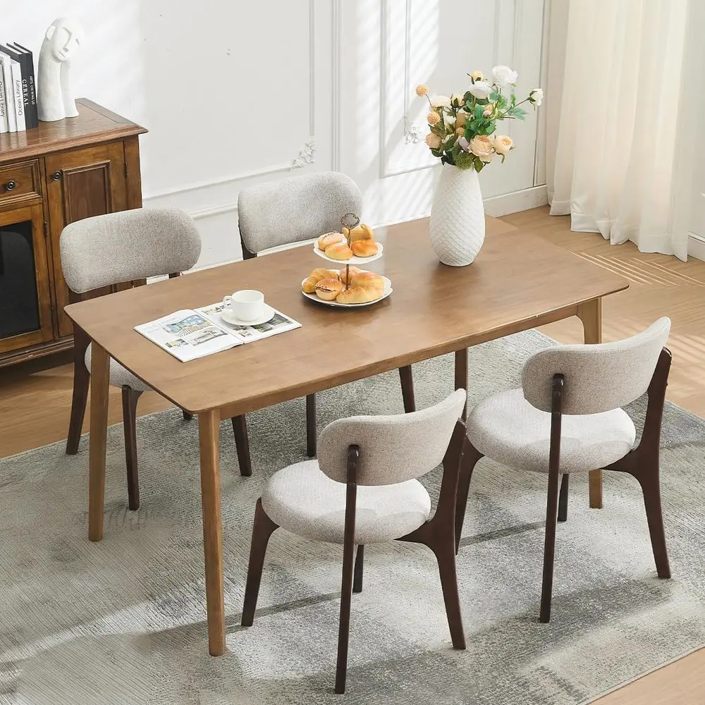 of 4 holstered Dining Chairs, Mid Century Modern Wood Dining Room Chairs with Curved Back, Solid Wooden Legs Padded Kitchen C
of 4 holstered Dining Chairs, Mid Century Modern Wood Dining Room Chairs with Curved Back, Solid Wooden Legs Padded Kitchen C