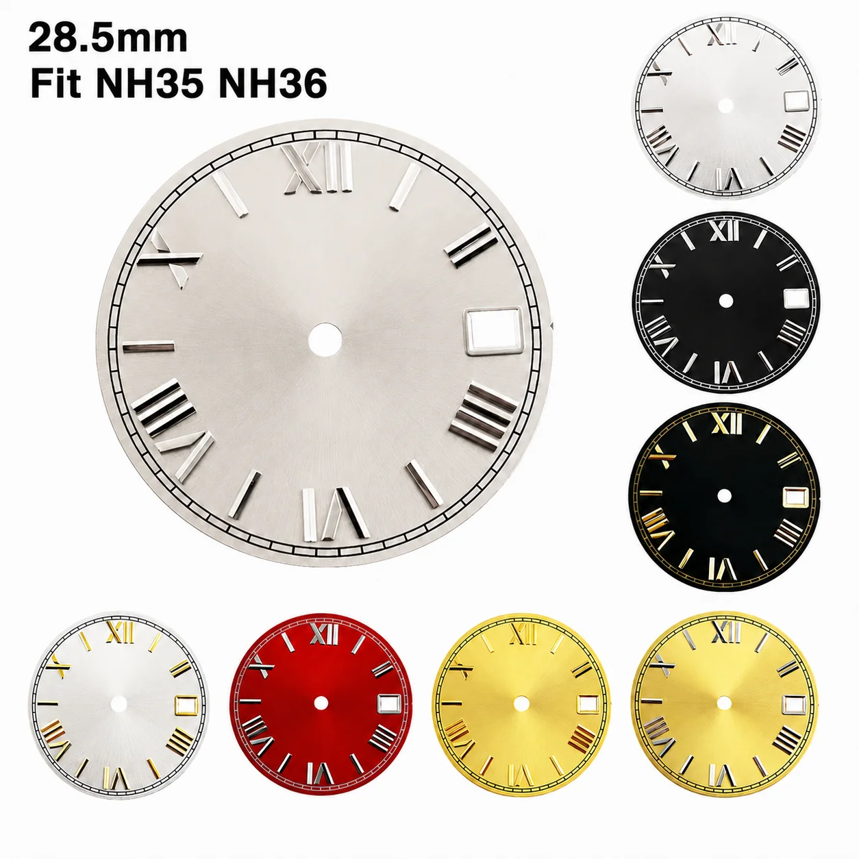 28.5mm Roman Numerals Watch Dial for NH35 NH36 Movement Custom Mod Sterile Plate Automatic Mechanical Divers Watch Parts
28.5mm Roman Numerals Watch Dial for NH35 NH36 Movement Custom Mod Sterile Plate Automatic Mechanical Divers Watch Parts