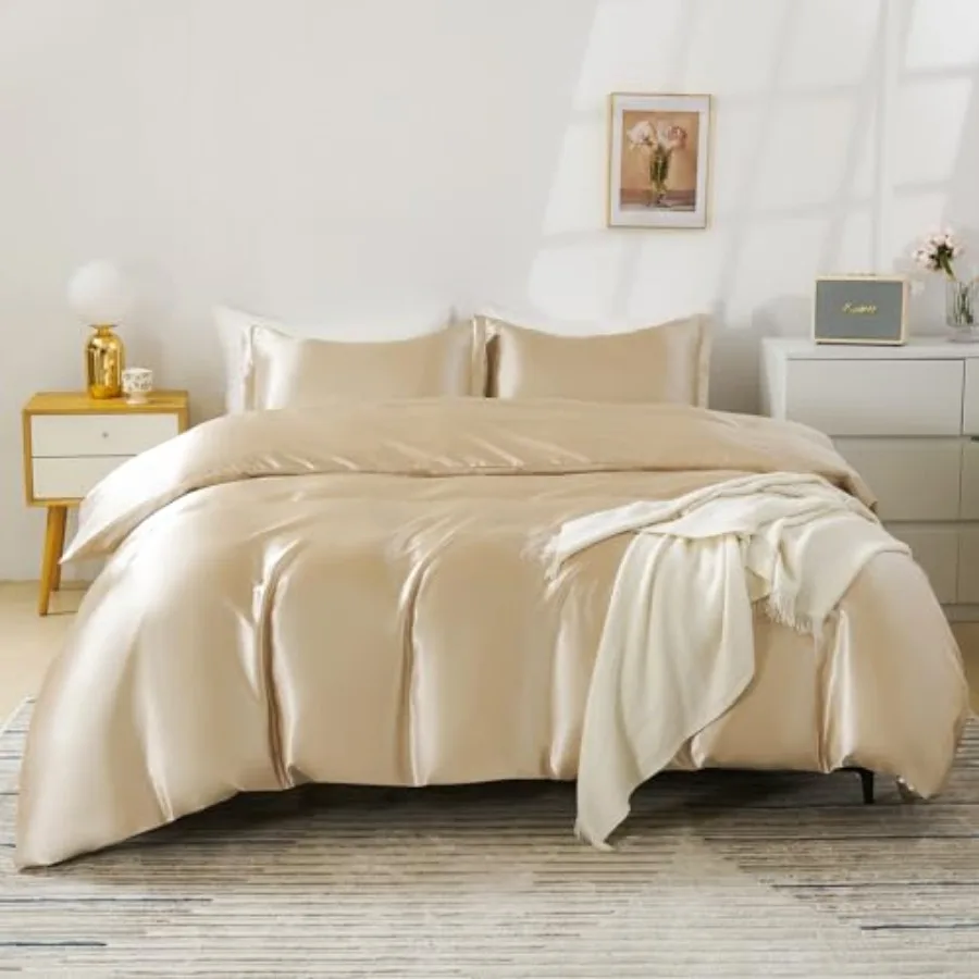 Satin Duvet Cover King Size, 3 Pcs Silk Like Comforter Cover, Ultra Soft and Breathable Bedding Set with Zipper Closure and Cor
Satin Duvet Cover King Size, 3 Pcs Silk Like Comforter Cover, Ultra Soft and Breathable Bedding Set with Zipper Closure and Cor