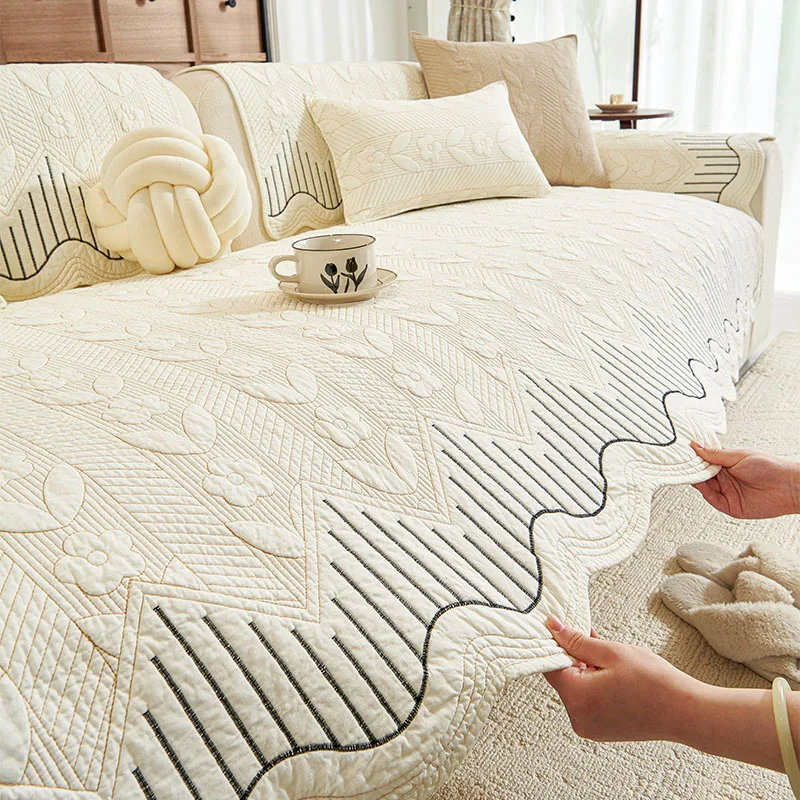 Pure Cotton Sofa Cushion Cover Four Seasons Anti-Slip Luxury Sensation Light Luxury Cream Style Quilted Sofa Pad Cover
Pure Cotton Sofa Cushion Cover Four Seasons Anti-Slip Luxury Sensation Light Luxury Cream Style Quilted Sofa Pad Cover