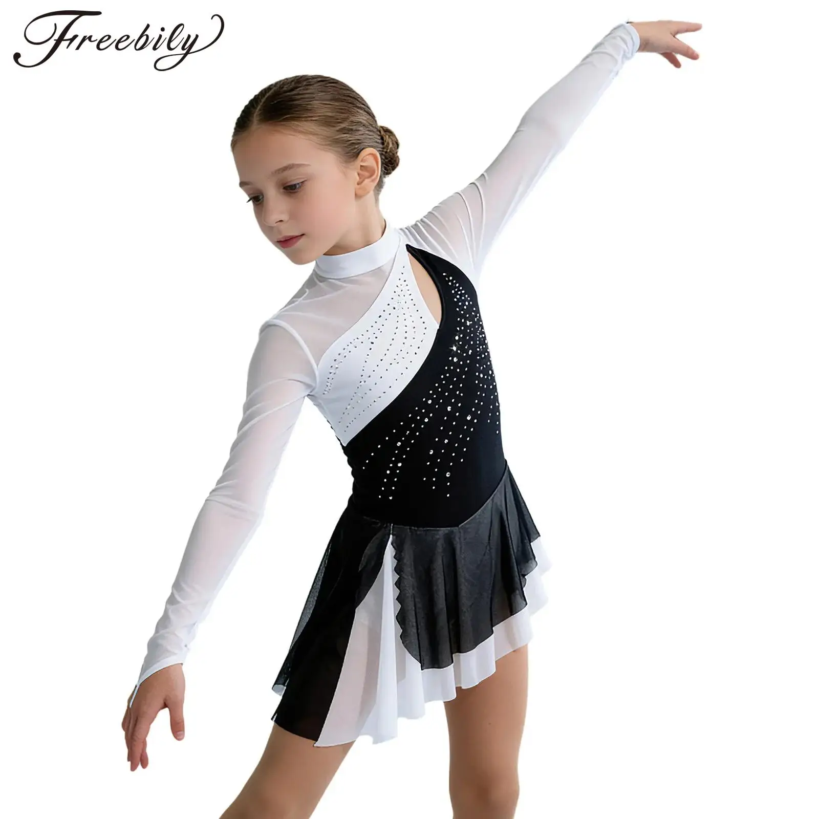 Kids Girls Shiny Rhinestones Figure Skating Ballet Dance Dress Mesh Long Sleeves Gymnastics Leotard Lyrical Modern Dancewear
Kids Girls Shiny Rhinestones Figure Skating Ballet Dance Dress Mesh Long Sleeves Gymnastics Leotard Lyrical Modern Dancewear