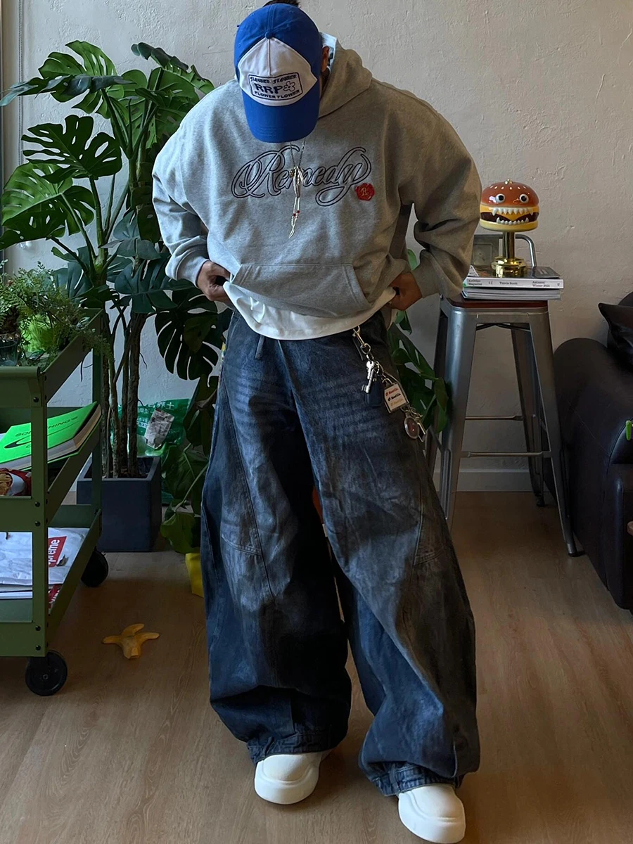 Heavyweight Washed Distressed Workwear Jeans Men's Reverse Waist Head Inverted Design Wide Leg Knife Long Pants
Heavyweight Washed Distressed Workwear Jeans Men's Reverse Waist Head Inverted Design Wide Leg Knife Long Pants