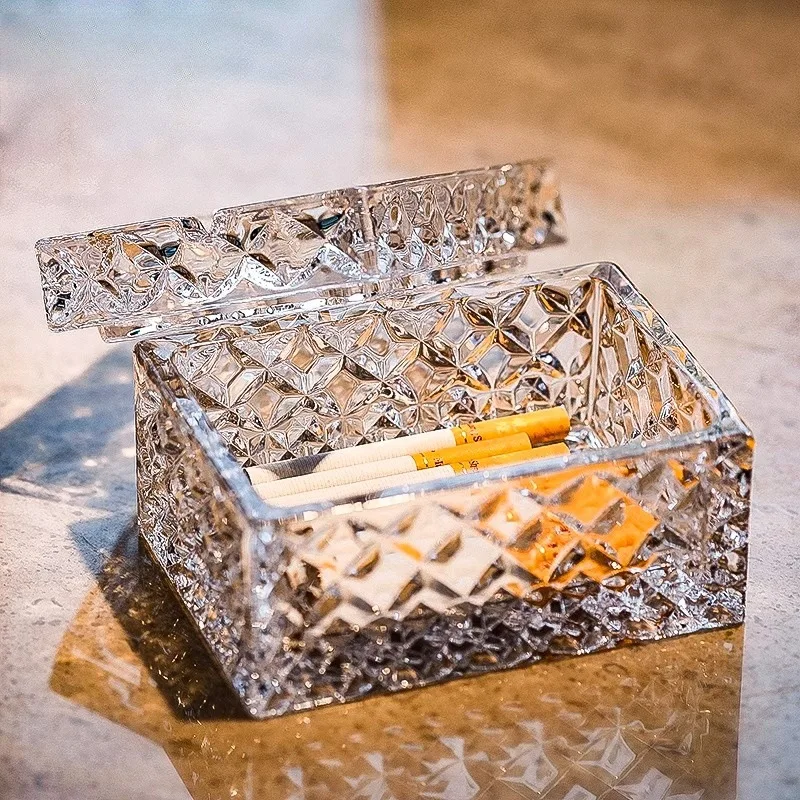 Crystal Glass Ashtray, Double Purpose Ashtray with Lid, Creative Decoration for Living Room
Crystal Glass Ashtray, Double Purpose Ashtray with Lid, Creative Decoration for Living Room