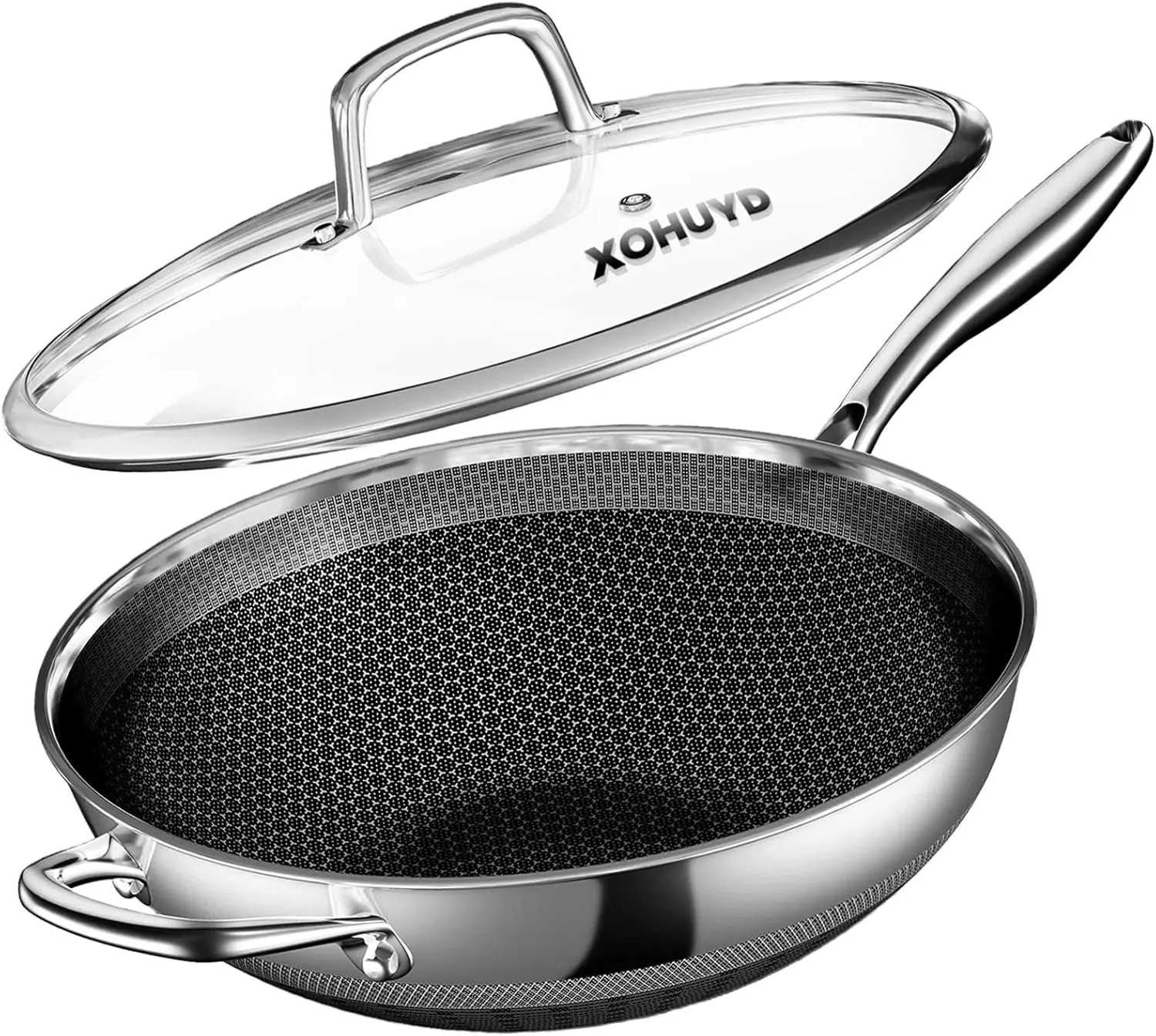 13-Inch Stainless Steel Nonstick Wok Pan with Lid, Induction Compatible, Fast Heating, Dishwasher Safe
13-Inch Stainless Steel Nonstick Wok Pan with Lid, Induction Compatible, Fast Heating, Dishwasher Safe