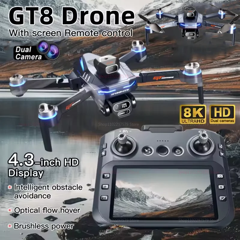 GT8 Drone 4K Professional 8K Camera Aerial FPV Brushles Motor Avoiding Obstacle with Large Screen Remote Control Folding RC Dron
GT8 Drone 4K Professional 8K Camera Aerial FPV Brushles Motor Avoiding Obstacle with Large Screen Remote Control Folding RC Dron