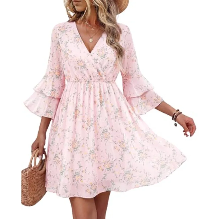 Bebonnie Womens 3/4 Ruffle Sleeve Spring Summer Casual V Neck Flowy Chiffon Layers Dresses
Bebonnie Womens 3/4 Ruffle Sleeve Spring Summer Casual V Neck Flowy Chiffon Layers Dresses