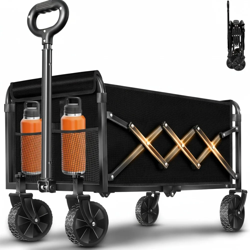 Foldable Wagon Cart with All-Terrain Wheels, 360lbs Capacity, Portable Utility Cart for Camping Shopping Sports
Foldable Wagon Cart with All-Terrain Wheels, 360lbs Capacity, Portable Utility Cart for Camping Shopping Sports