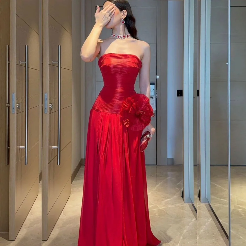 Customized Sexy Chiffon Pleat Flower A-line Strapless Long Dresses Bespoke Occasion Homecoming High Quality
Customized Sexy Chiffon Pleat Flower A-line Strapless Long Dresses Bespoke Occasion Homecoming High Quality