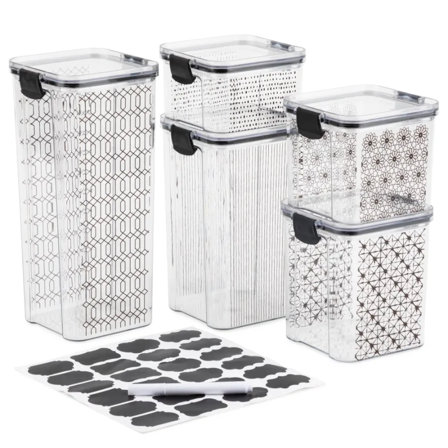 Thyme and Table 10-Piece Snap-Lock Airtight Food Storage Container Set with Labeling Kit, Black
Thyme and Table 10-Piece Snap-Lock Airtight Food Storage Container Set with Labeling Kit, Black