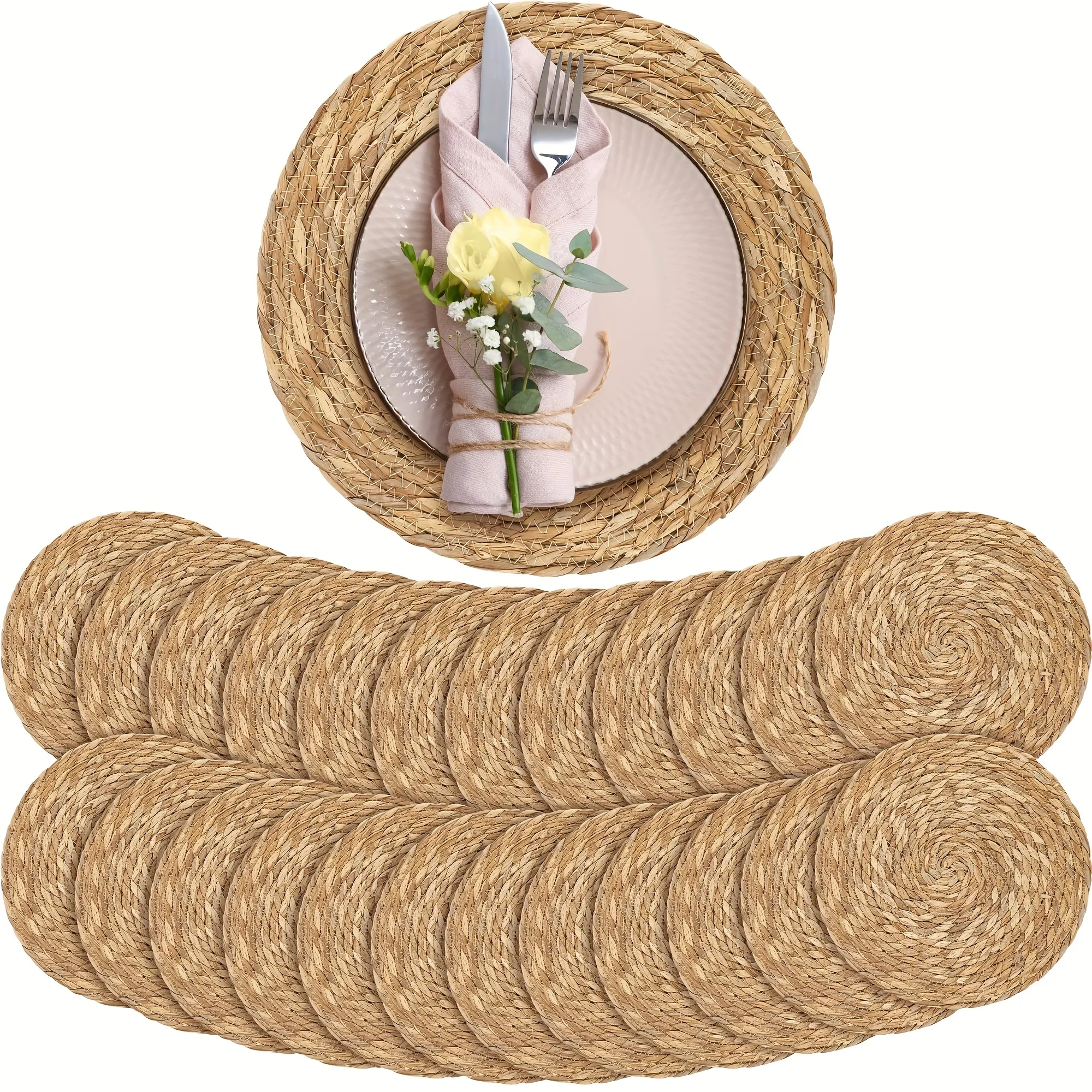 Round Placemats Set Of 30, Natural Water Hyacinth Place Mats, 12 Inch Rattan Placemats Wicker Placemats Farmhouse Boho Braided H
Round Placemats Set Of 30, Natural Water Hyacinth Place Mats, 12 Inch Rattan Placemats Wicker Placemats Farmhouse Boho Braided H