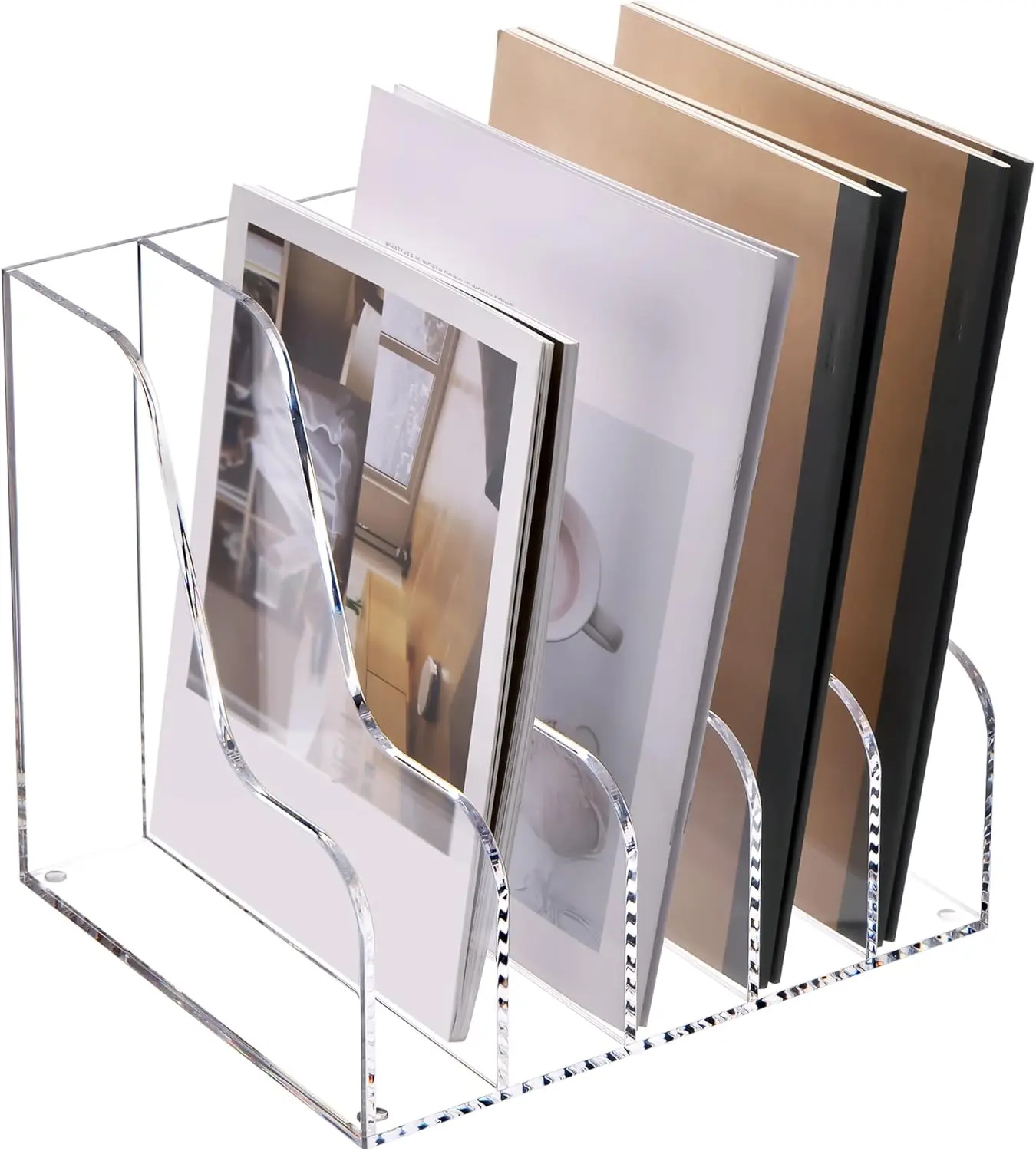 Clear Acrylic File Organizer, 5-Section Desk Sorter for A4 Folders, Binders, Notebooks, Envelopes, Home Office
Clear Acrylic File Organizer, 5-Section Desk Sorter for A4 Folders, Binders, Notebooks, Envelopes, Home Office