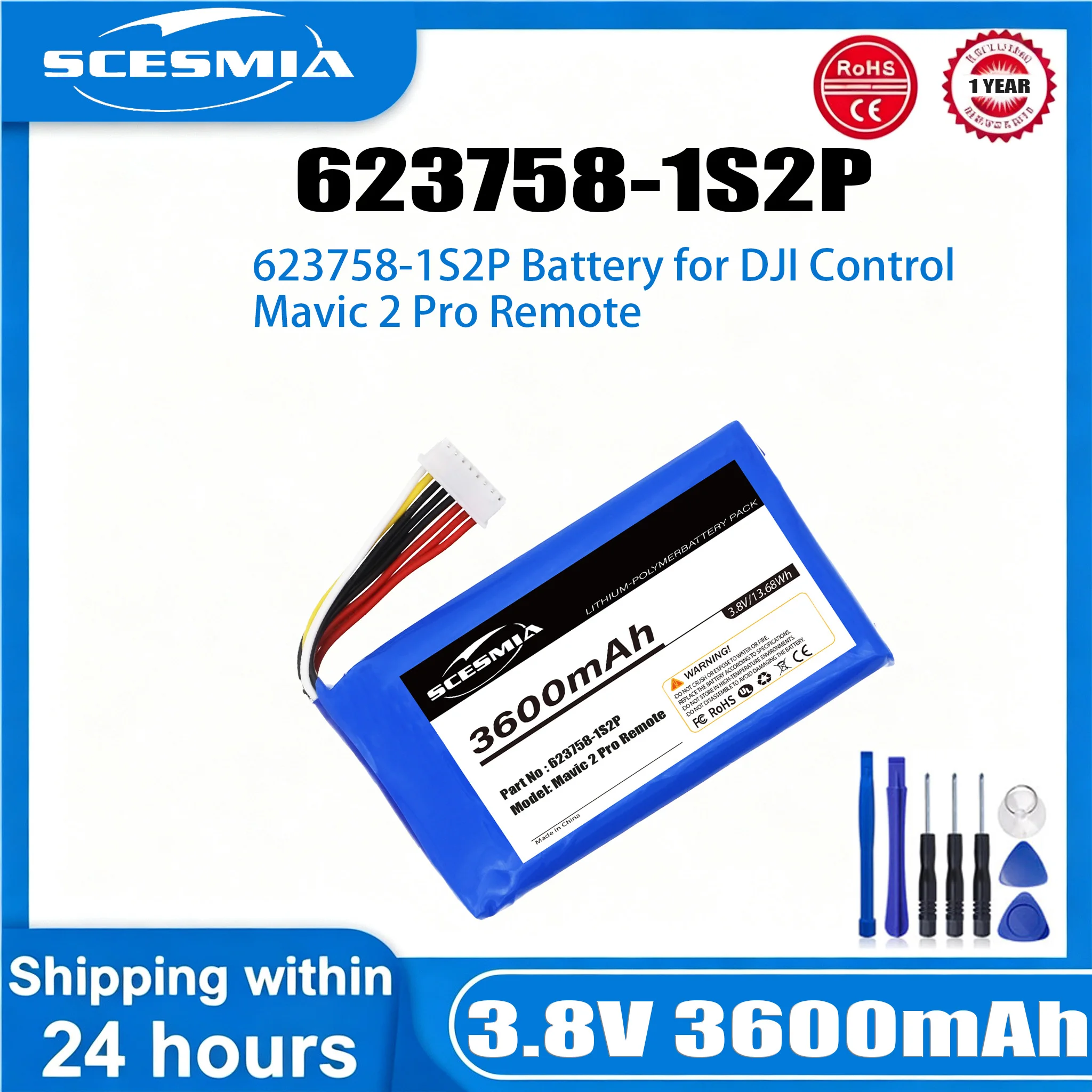 3.8v 3600mAh Battery for DJI Mavic 2Pro,DJI Mavic Zoom Control 2 Pro Li-po Polymer Rechargeable 623758-1S2P
3.8v 3600mAh Battery for DJI Mavic 2Pro,DJI Mavic Zoom Control 2 Pro Li-po Polymer Rechargeable 623758-1S2P