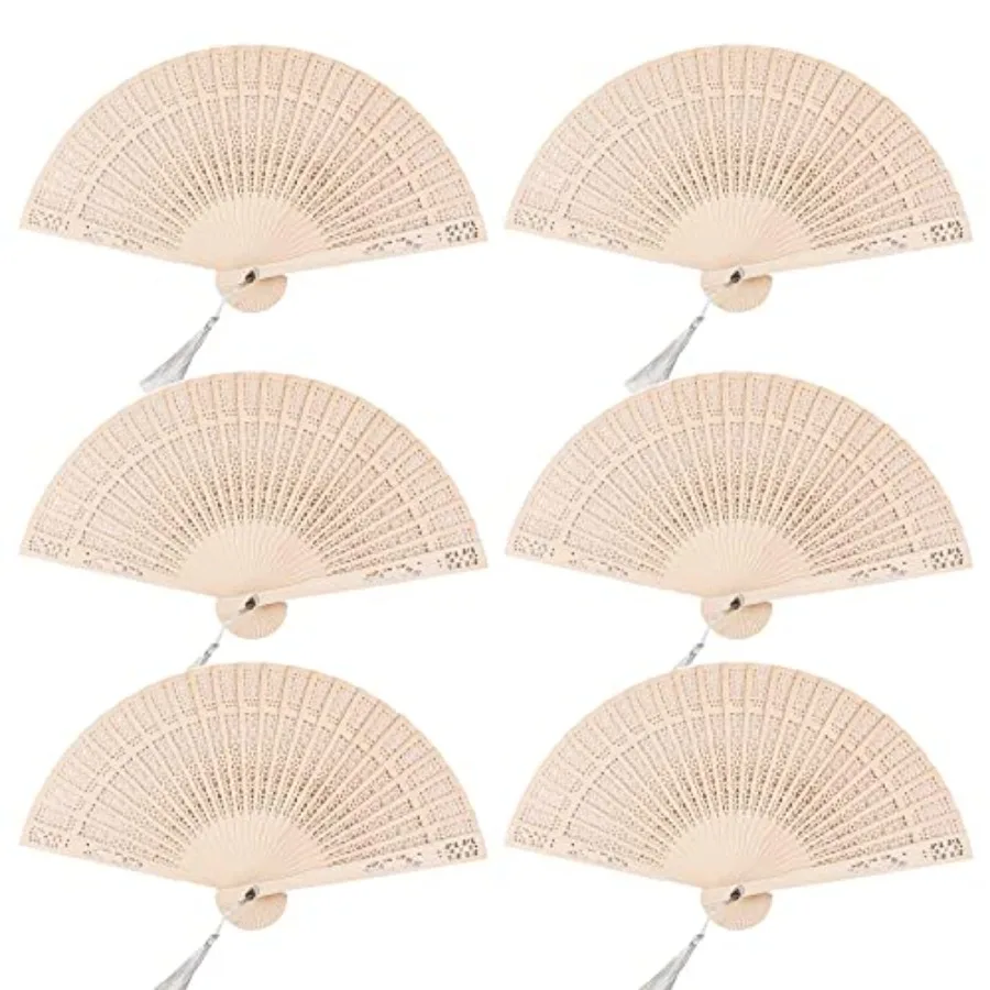 6 PCS Wooden Folding Fans Handheld Vintage Wood Hand Fan Foldable Chinese Sandalwood Fans with Tassels for Women Wedding Favors
6 PCS Wooden Folding Fans Handheld Vintage Wood Hand Fan Foldable Chinese Sandalwood Fans with Tassels for Women Wedding Favors