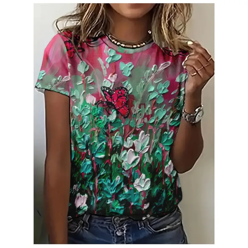 New Women's 3D Printed Round Neck Pullover Short Sleeve Loose Casual Comfortable T-shirt Flower Pattern Versatile Women's Tshirt
New Women's 3D Printed Round Neck Pullover Short Sleeve Loose Casual Comfortable T-shirt Flower Pattern Versatile Women's Tshirt