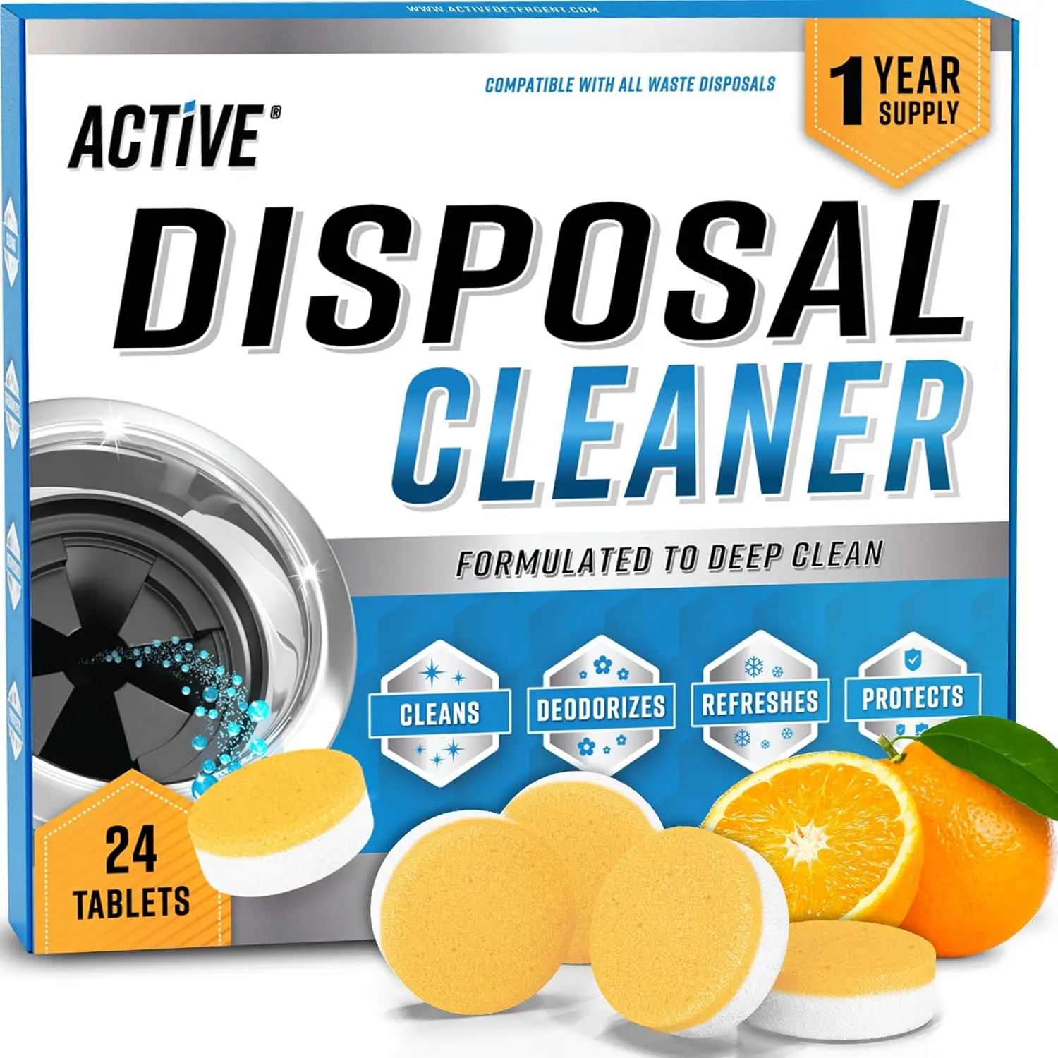 Powerful Foaming Garbage Disposal Cleaner Tablets, 24-Pack with Fresh Citrus Scent for Yearly Drain Care
Powerful Foaming Garbage Disposal Cleaner Tablets, 24-Pack with Fresh Citrus Scent for Yearly Drain Care