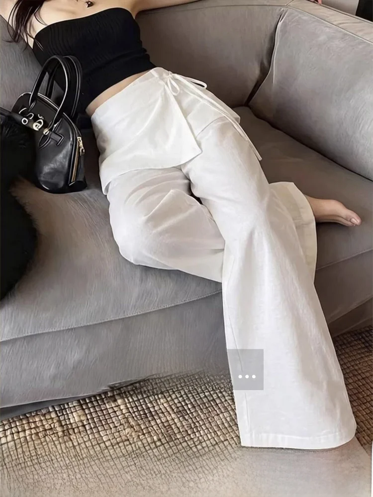 Casual High Waist Straight Leg Wide Leg Pants Women's Loose Slimming Trousers Korean Style Commute Pure Color Pocket Design
Casual High Waist Straight Leg Wide Leg Pants Women's Loose Slimming Trousers Korean Style Commute Pure Color Pocket Design