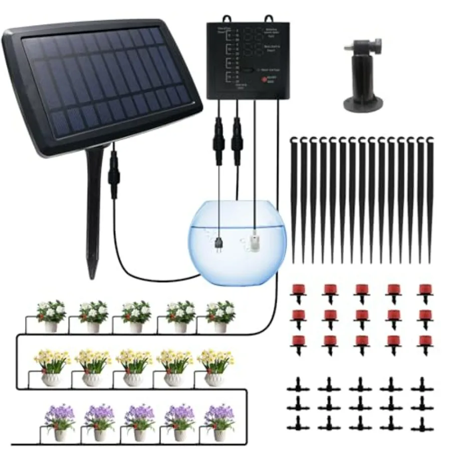 Solar Automatic Drip Irrigation Kit System, 12 Timer Settings Garden Irrigation System, Self Watering Devices for Plants, Raise
Solar Automatic Drip Irrigation Kit System, 12 Timer Settings Garden Irrigation System, Self Watering Devices for Plants, Raise