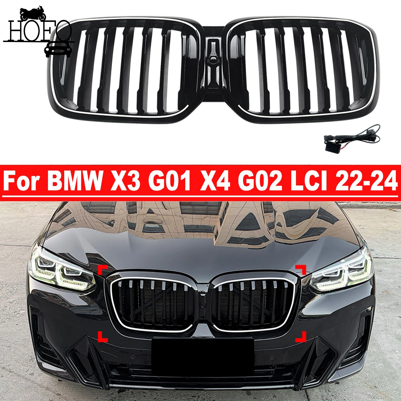 For BMW X3 G01 X4 G02 2022-2024 Front Bumper Grill Gloss Black Front Kidney Grille
For BMW X3 G01 X4 G02 2022-2024 Front Bumper Grill Gloss Black Front Kidney Grille