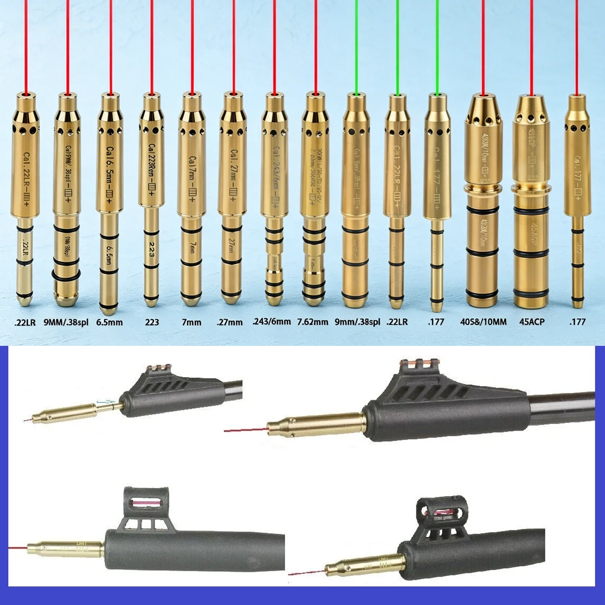 .177/22LR/.223Rem/9mm/.38spl Tactical Laser Bore Sight Cal Red Laser Boresighter Barrel for GLOCK Revolvers Pistols Rifle Guns
.177/22LR/.223Rem/9mm/.38spl Tactical Laser Bore Sight Cal Red Laser Boresighter Barrel for GLOCK Revolvers Pistols Rifle Guns