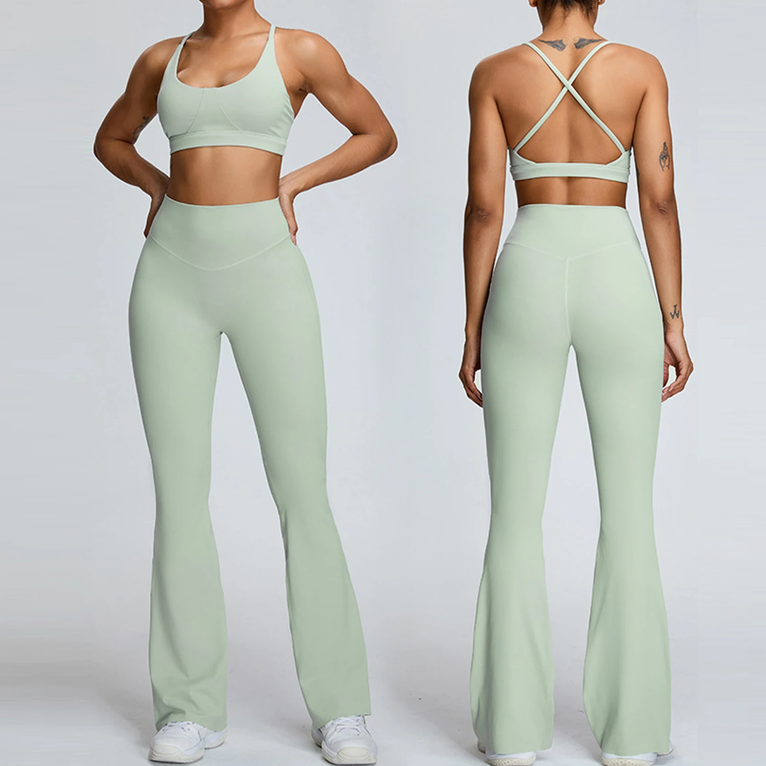 NEW Naked Yoga set Flared Pants Yoga Suit Workout Set Women Quick-Dry Sports Bra Running Yoga Clothing Gym Fitness Suits Female
NEW Naked Yoga set Flared Pants Yoga Suit Workout Set Women Quick-Dry Sports Bra Running Yoga Clothing Gym Fitness Suits Female