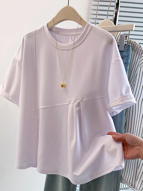 Korean Style Short Sleeve T-Shirt Women's Summer Thin Large Size Simple Design Sense Deconstructed Versatile Top Trendy
Korean Style Short Sleeve T-Shirt Women's Summer Thin Large Size Simple Design Sense Deconstructed Versatile Top Trendy