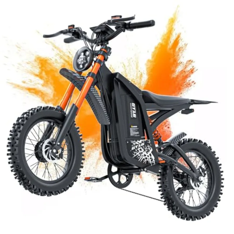 Electric dirt bike for off-road use, aluminum alloy frame, black color, 4500W peak motor with 40MPH top speed and 100-mile rang
Electric dirt bike for off-road use, aluminum alloy frame, black color, 4500W peak motor with 40MPH top speed and 100-mile rang
