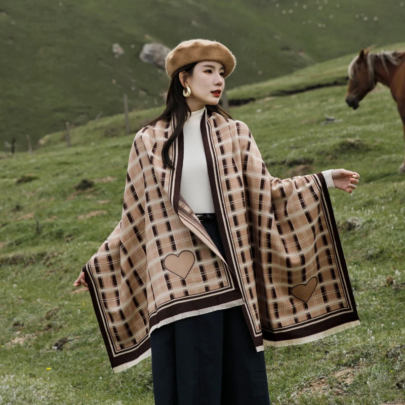 -Осенне-зимний утолщенный шарф из искусственного кашемира, женский универсальный теплый удобный утеплитель для шеи, дорожная шаль, двойная 
-Осенне-зимний утолщенный шарф из искусственного кашемира, женский универсальный теплый удобный утеплитель для шеи, дорожная шаль, двойная